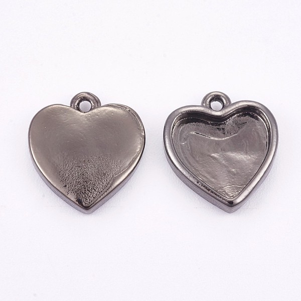 

PandaHall Brass Pendant Cabochon Settings, Plain Edge Bezel Cups, Long-Lasting Plated, Heart, Gunmetal, Tray: 8x9mm, 12x11x2.5mm, Hole: 1mm...