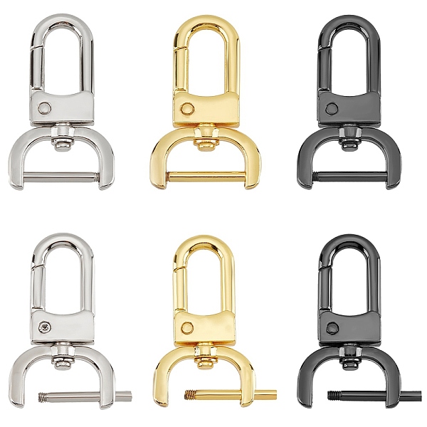 

PandaHall 6pcs 3 colors Zinc Alloy Swivel Lobster Claw Clasps, Swivel Snap Hook, Mixed Color, 47x27.5x7mm, Hole: 19x9mm, 2pcs/color Alloy