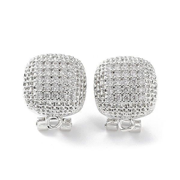 

PandaHall Square Brass Micro Pave Cubic Zirconia Stud Earrings Finding, with Horizontal Loops, Cadmium Free & Lead Free, Platinum, 16x13.5mm..., Clear