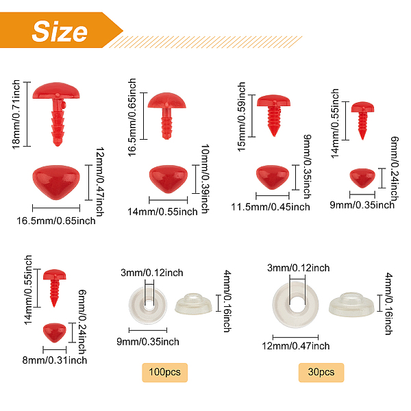 

PandaHall Resin Doll Nose with Washers, Craft Nose, for Crochet Toy and Stuffed Animals, Triangle, Pink, 6~12x8~16.5x14~18mm, Pin: 3~5mm...