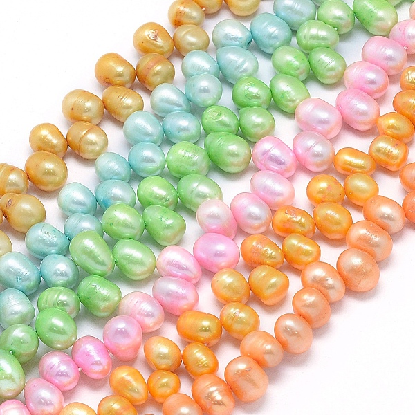 

PandaHall Dyed Natural Cultured Freshwater Pearl Beads Strands, Potato, Mixed Color, 11~12x8~9mm, Hole: 0.8mm, about 58pcs/strand, 14.9..., Multicolor