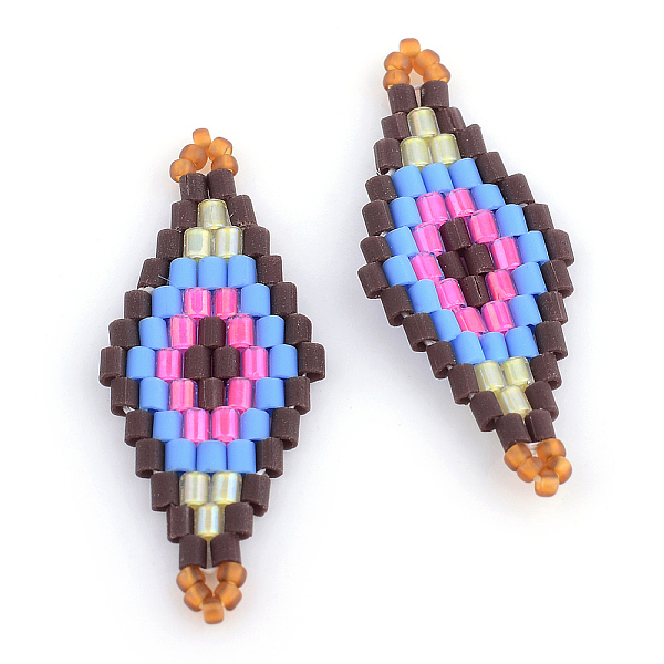 

PandaHall MIYUKI & TOHO Japanese Seed Beads, Handmade Links, Rhombus Loom Pattern, Dodger Blue, 31~32.5x13~13.5x1.5~2mm, Hole: 1mm Glass...