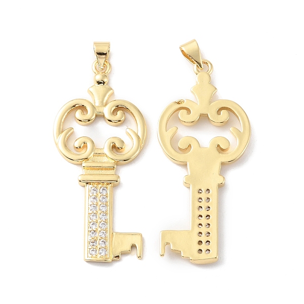

PandaHall Rack Plating Brass Micro Pave Cubic Zirconia Pendants, Long-Lasting Plated, Cadmium Free & Lead Free, Key, Real 18K Gold Plated..., Clear