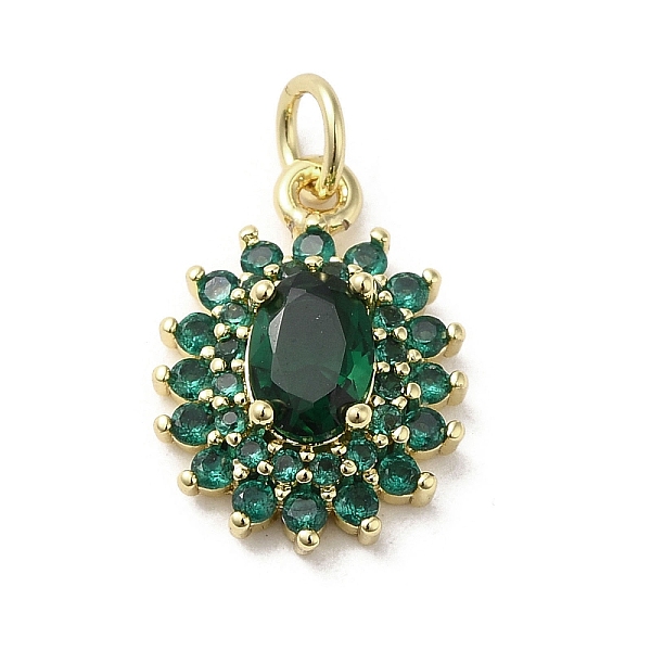 

PandaHall Brass Micro Pave Cubic Zirconia Pendants, with Glass, with Jump Ring, Real 18K Gold Plated, Flower, Green, 17x12.5x5mm, Hole...