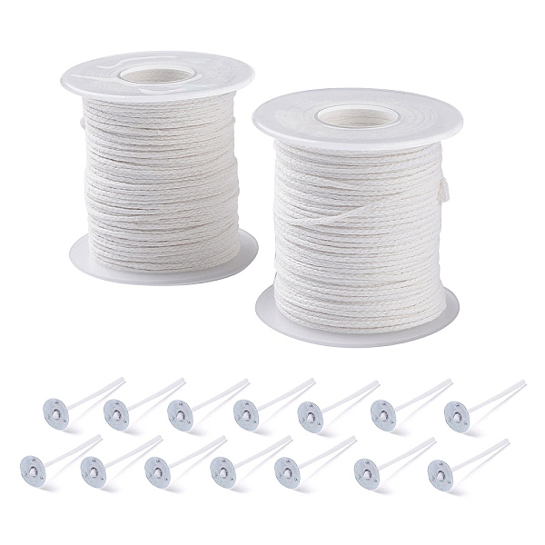 

PandaHall Eco-Friendly Candle Wick, 18-Ply, with Iron Candle Wick Base, White, Candle Wick: 2x0.5mm, about 61m/roll, 2rolls/set, Candle Wick...