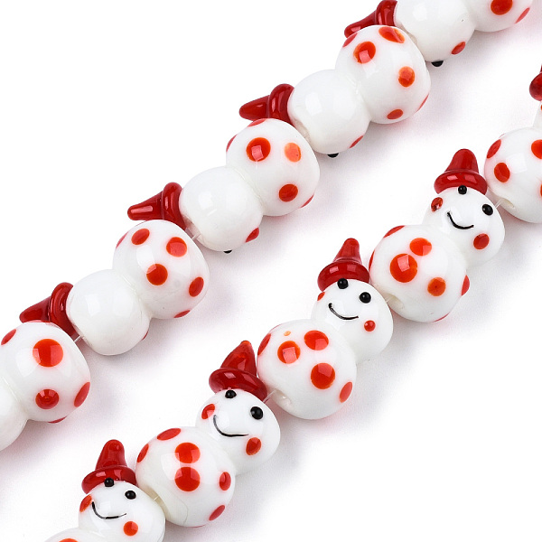 

PandaHall Handmade Lampwork Beads Strands, Snowman, Dark Red, 22x15x13mm, Hole: 1.5mm, about 25pcs/strand, 19.29 inch(49cm) Lampwork Snowman