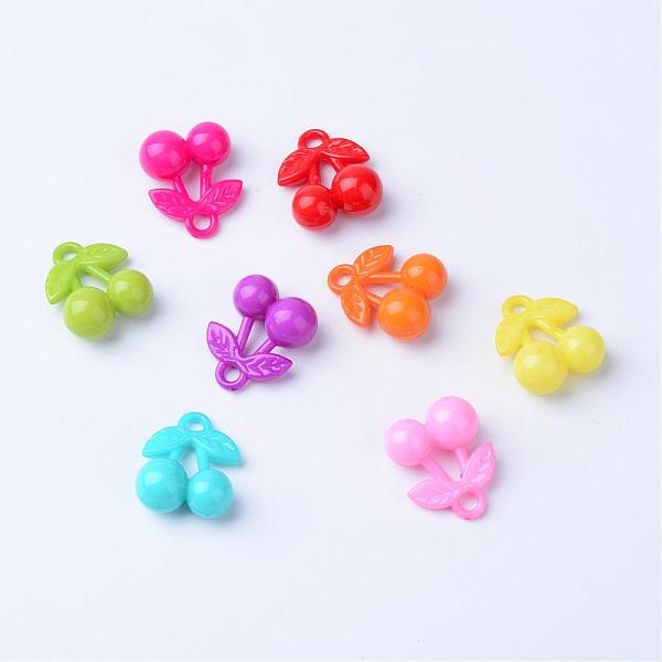 

PandaHall Opaque Acrylic Pendants, Cherry, Mixed Color, 25.5x20.5x11mm, Hole: 3.5mm, about 250pcs/500g Acrylic Cherry Multicolor