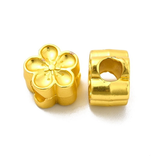 

PandaHall Rack Plating Alloy European Beads, Large Hole Beads, Flower, Matte Gold Color, 10.5x7mm, Hole: 4mm Alloy Flower