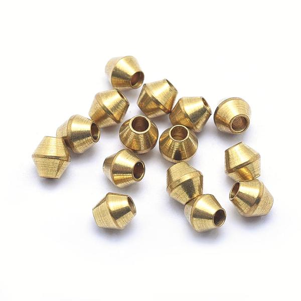 

PandaHall Brass Spacer Beads, Lead Free & Cadmium Free & Nickel Free, Bicone, Raw(Unplated), 4x4mm, Hole: 1.5mm Brass Bicone