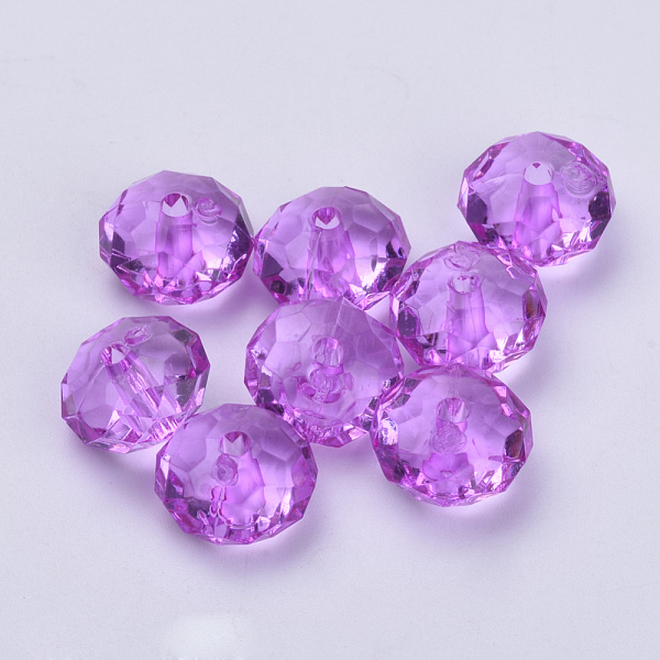 

PandaHall Transparent Acrylic Beads, Faceted, Rondelle, Dark Violet, 10x6mm, Hole: 1.6mm, about 1290pcs/500g Acrylic Rondelle Purple
