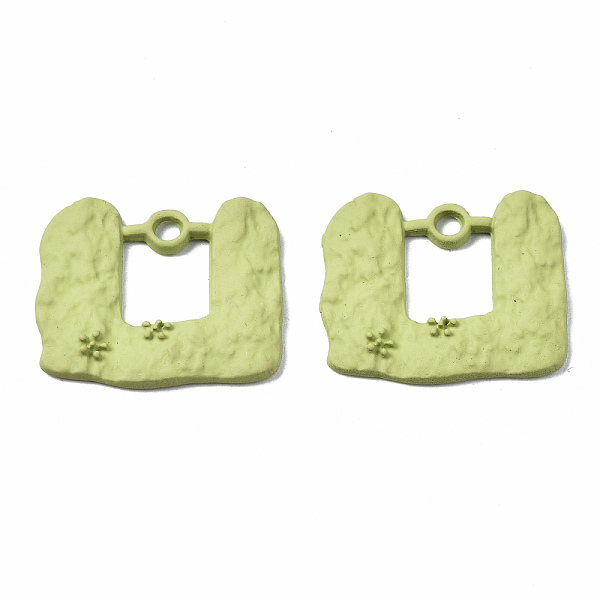 

PandaHall Spray Painted Alloy Pendants, Cadmium Free & Nickel Free & Lead Free, Bag, Yellow Green, 21x24.5x2.5mm, Hole: 2.5mm Alloy Bag