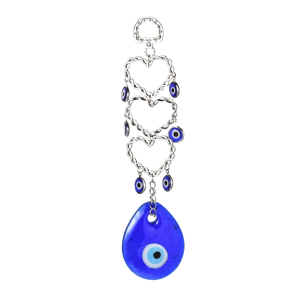 

PandaHall Heart Alloy Big Home Decorations, with Resin Beads, Iron Findings, Wall Hanging Decoration, Teardop with Evil Eye, Antique Silver..., Blue