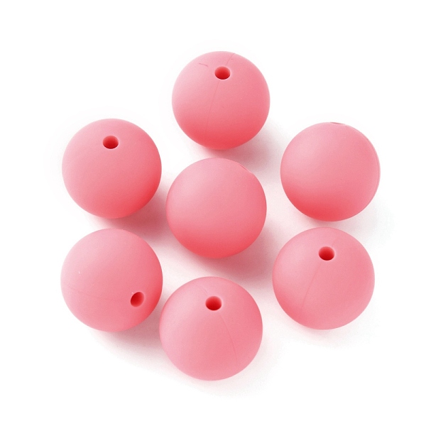 

PandaHall Food Grade Eco-Friendly Silicone Beads, Baby Chew Teething, Round, Pale Violet Red, 15mm, Hole: 2mm Silicone Round