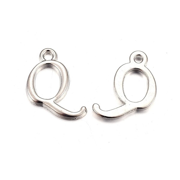

PandaHall Platinum Plated Alloy Letter Pendants, Rack Plating, Cadmium Free & Lead Free, Letter.Q, 12x15x2mm, Hole: 1.5mm Alloy Letter Q