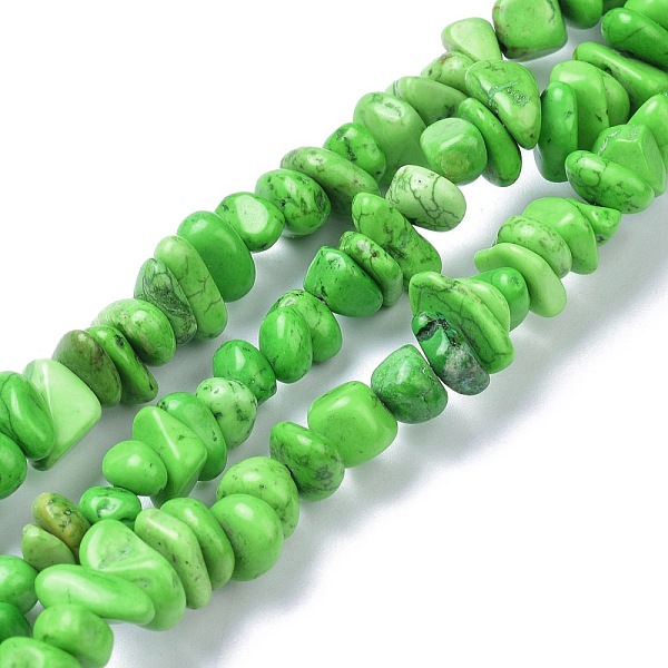 

PandaHall Natural Magnesite Beads Strands, Dyed, Chip, Spring Green, 6~10x6~10x3~4mm, Hole: 0.5~0.7mm, 15.55''~16.54''(39.5~42cm) Magnesite...
