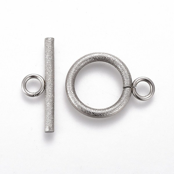 

PandaHall 304 Stainless Steel Toggle Clasps, for DIY Jewelry Making, Textured, Ring, Stainless Steel Color, Bar: 7x20x2mm, Hole: 3mm, Ring...