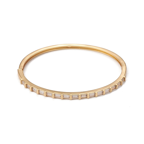 

PandaHall Rack Plating Brass Cubic Zirconia Bangles for Women, Long-Lasting Plated, Cadmium Free & Lead Free, Real 18K Gold Plated, Inner..., Clear