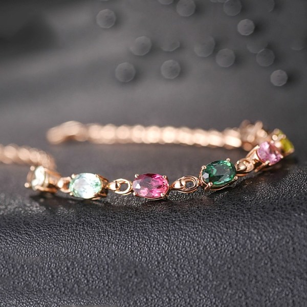 

PandaHall Brass Link Bracelets, with Oval Rhinestone, Rose Gold, Colorful, 7-1/8 inch(18cm) Rhinestone Multicolor