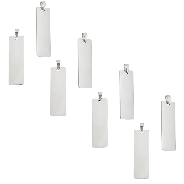 

PandaHall Unicraftale 304 Stainless Steel Pendants, Stamping Blank Tag, Rectangle, Stainless Steel Color, 48x15x1mm, Hole: 4x7mm, 10pcs/box...