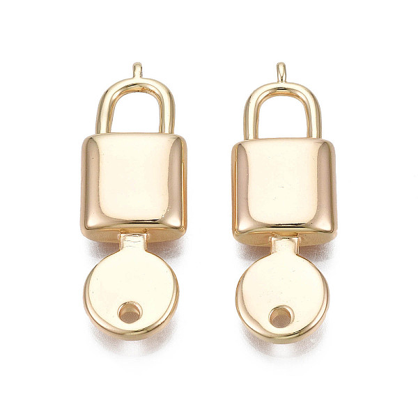 

PandaHall Brass Connector Charms, Cadmium Free & Nickel Free & Lead Free, Lock, Real 18K Gold Plated, 29x10x4mm, Hole: 0.8mm & 1.6mm Brass...