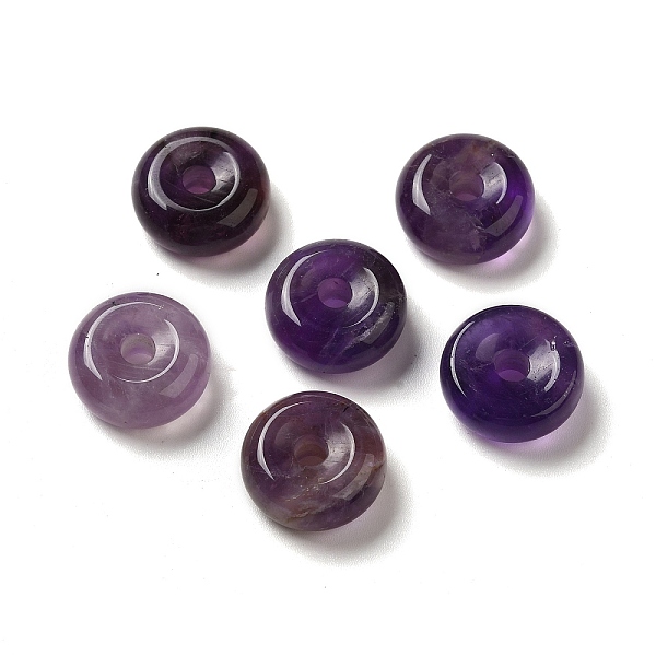 

PandaHall Natural Amethyst European Pendants, Donut/Pi Disc Charms, Large Hole Pendants, 16~17x6~7mm, Hole: 3~3.5mm Amethyst Donut