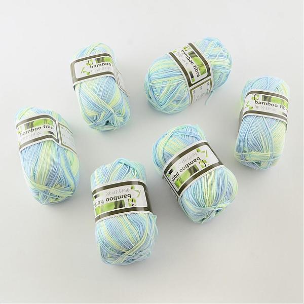 PandaHall Soft Baby Yarns, with Bamboo Fibre and Silk, Colorful, 1mm, about 140m/roll, 50g/roll, 6rolls/box Bamboo Fiber+Silk