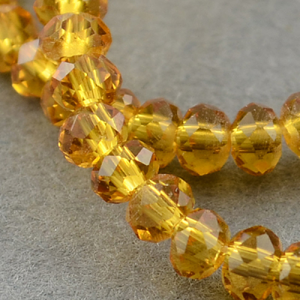 

PandaHall Transparent Glass Beads Strands, Faceted, Rondelle, Chocolate, 3x2mm, Hole: 0.5mm, about 145~150pcs/strand, 34~35cm Glass Rondelle..., Brown