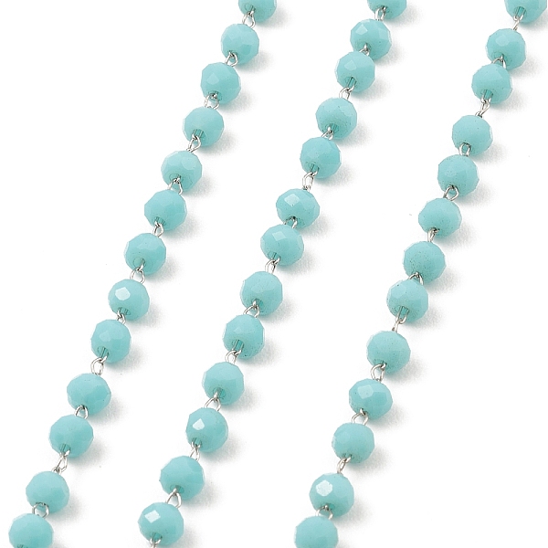 

PandaHall Glass Round Beaded Chain, with 304 Stainless Steel Findings, Unwelded, with Spool, Turquoise, 3.5x3mm, about 5m/Roll 304 Stainless..., Green