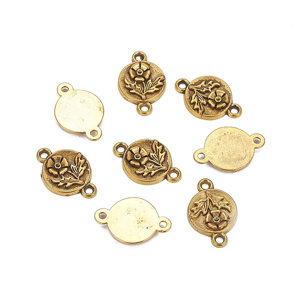 

PandaHall Alloy Pendants, Lead Free and Cadmium Free, Flat Round with Flower, Antique Golden, 17x11x2mm, Hole: 1.5mm Alloy Flat Round