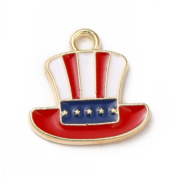 

PandaHall American Flag Style Alloy Enamel Pendants, Cadmium Free & Nickel Free & Lead Free, Golden, Hat Charms, Colorful, 15x15x1.5mm, Hole...