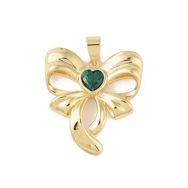 

PandaHall Brass Glass Pendants, Real 18K Gold Plated, Bowknot Charms, Green, 36x33x7mm, Hole: 7.5x5mm Brass+Glass Bowknot Green