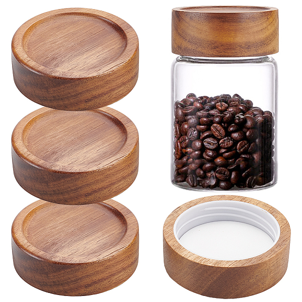 

PandaHall BENECREAT 4pcs Wooden Mason Jar Lids, Reusable Sealer Covers Camel Column Screw Replacement Lids for Home Kitchen Jar Spice, Inner..., Brown
