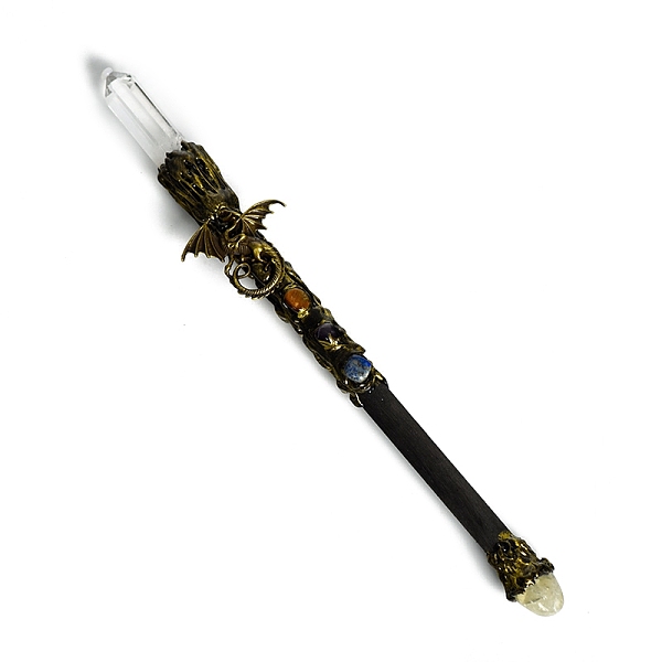 

PandaHall Natural Quartz Crystal & Citrine Magic Wand, Cosplay Magic Wand, with Wood Wand, for Witches and Wizards, Dragon, 290mm Wood...