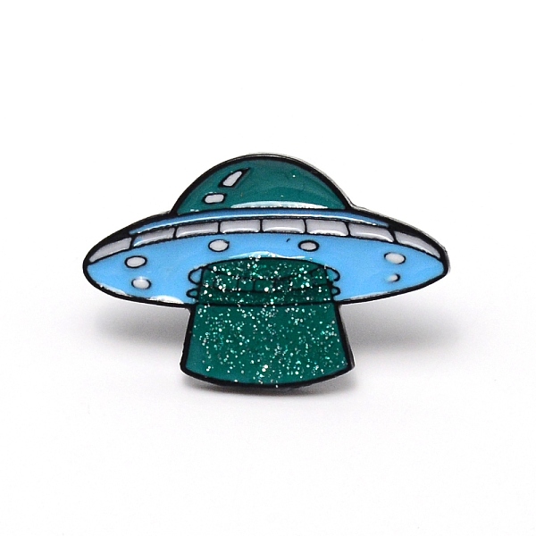 

PandaHall Flying Saucer Cartoon Enamel Pin, Zinc Alloy Enamel Brooch for Jacket Backpack, Electrophoresis Black, Teal, 22x34x11mm..., Cyan