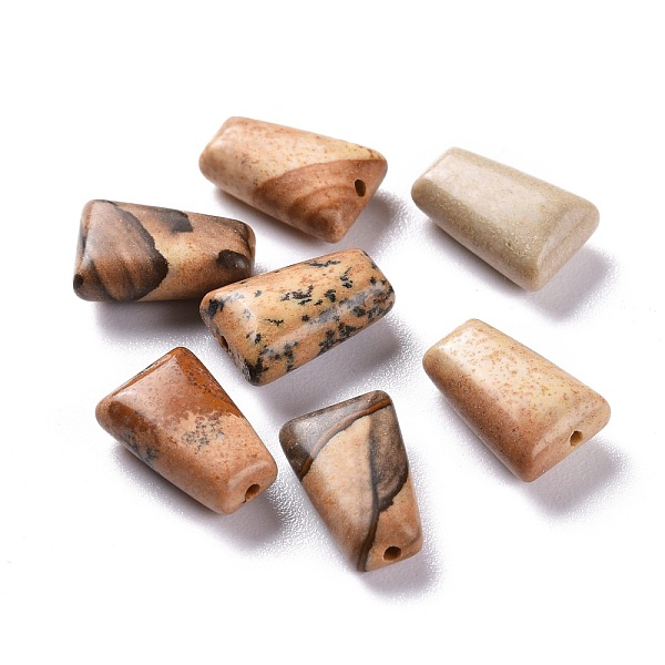 

PandaHall Natural Picture Jasper Beads, Trapezoid, 12x8x5mm, Hole: 1.2mm Picture Jasper Trapezoid