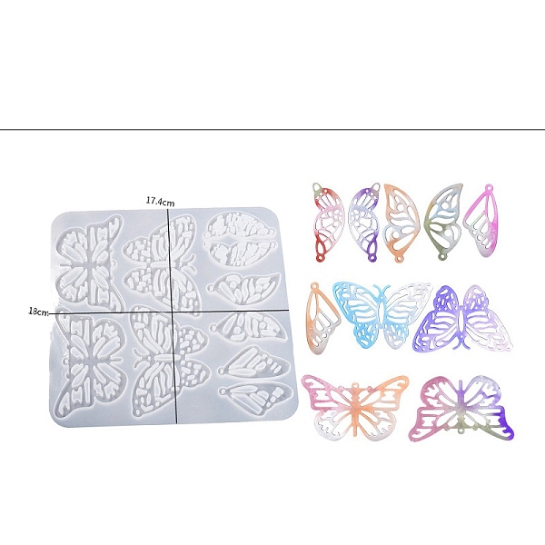 

PandaHall Silicone Molds, Resin Casting Molds, for UV Resin, Epoxy Resin Jewelry Making, Butterfly, 180x174x5mm Silicone Butterfly White