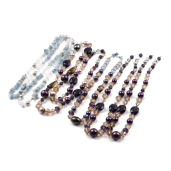

PandaHall Beaded Necklaces Sets, Including Glass Beads, Shell Beads, Aquamarine & Acrylic Beads, Mixed Color, 3.54 inch~34.64 inch(9~88cm)..., Multicolor