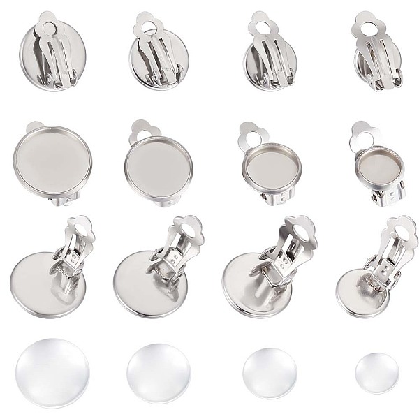

PandaHall UNICRAFTALE 4 Sizes 8mm/10mm/12mm/14mm Clip-on Earring Blanks with Cabochons 40sets Stainless Steel Earring with Glass Cabochon...