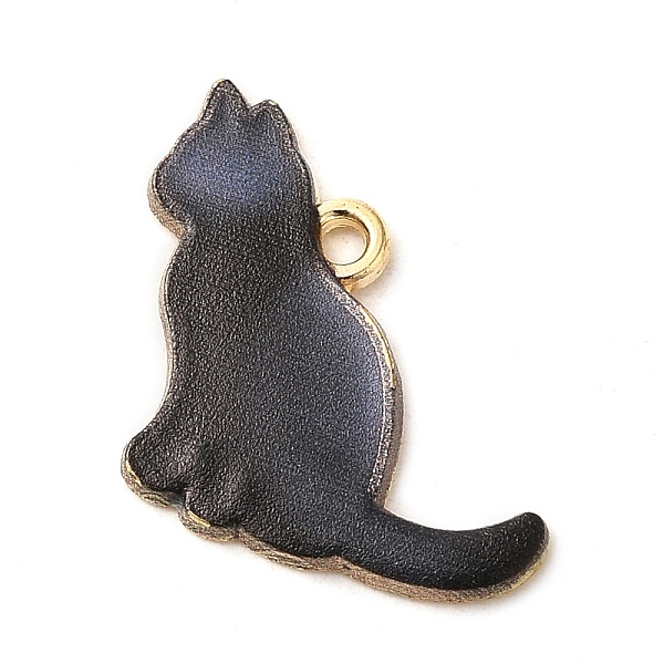 

PandaHall Alloy Enamel Pendants, Cat Charm, Golden, Black, 17x19x1.5mm, Hole: 1.4mm Alloy+Enamel Cat Shape Black