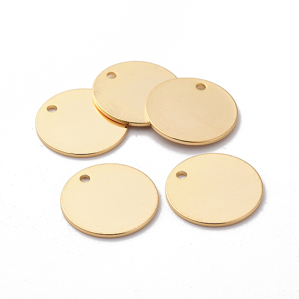 

PandaHall Brass Pendants, Flat Round, Nickel Free, Real 18K Gold Plated, 20x1mm, Hole: 2mm Brass Flat Round