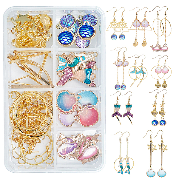 PandaHall SUNNYCLUE DIY Ocean Themed Earring Making Kits, Including Alloy Resin Pendants, Brass Linking Rings & Earring Hooks & Cable Chains...
