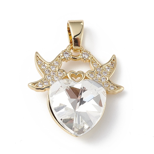 

PandaHall Real 18K Gold Plated Rack Plating Brass Micro Pave Cubic Zirconia Pendants, with Glass, Long-Lasting Plated, Cadmium Free & Lead..., Clear