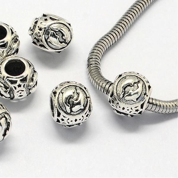 

PandaHall Alloy European Beads, Large Hole Rondelle Beads, with Constellation/Zodiac Sign, Antique Silver, Pisces, 10.5x9mm, Hole: 4.5mm...