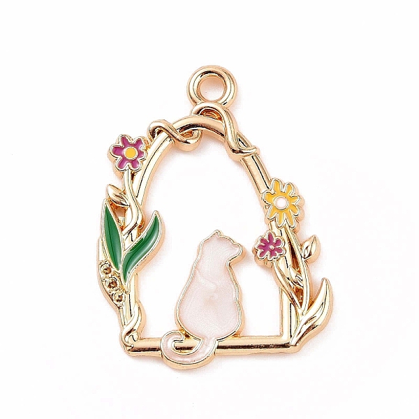 

PandaHall Alloy Enamel Pendants, Golden, Arch with Cat Charm, Snow, 27x20x1.5mm, Hole: 2mm Alloy+Enamel Arch White