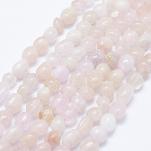 

PandaHall Natural Pink Morganite Beads Strands, Nuggets, 5~10x5~6mm, Hole: 1mm, 15.3 inch~15.7 inch(39~40cm) Morganite Nuggets