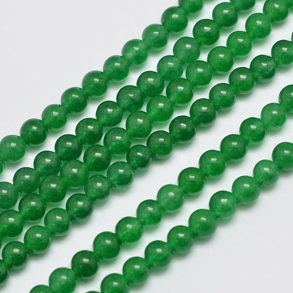 

PandaHall Natural & Dyed Malaysia Jade Bead Strands, Round, Green, 4mm, Hole: 0.8mm, about 92pcs/strand, 15 inch Malaysia Jade Round Green