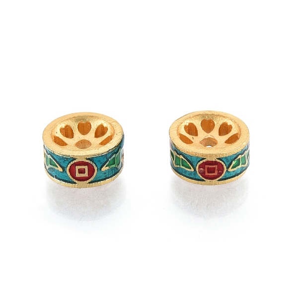 

PandaHall Alloy Enamel Beads, Matte Gold Color, Column with Copper Coin & Bat, Dark Cyan, 8x4mm, Hole: 1.4mm Alloy+Enamel Column