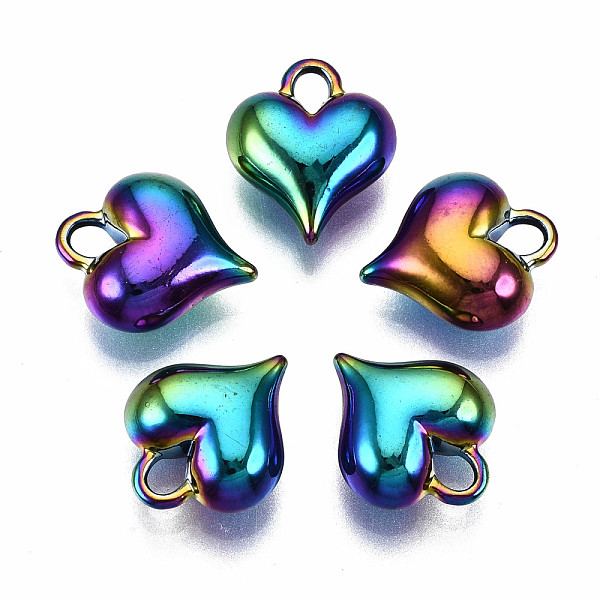 

PandaHall Rainbow Color Alloy Charms, Cadmium Free & Lead Free, Heart, 13x11x5mm, Hole: 2.5x2mm Alloy Heart