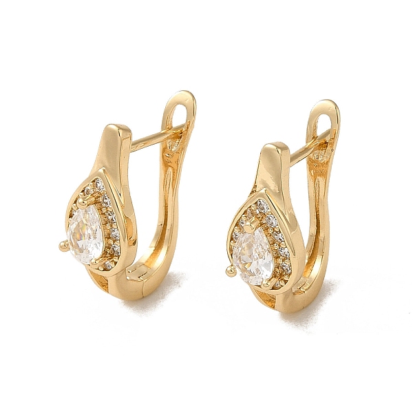 

PandaHall Brass Hoop Earrings, with Glass, Light Gold, 19.5x7.5mm Brass