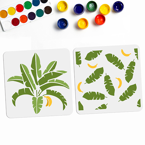 

PandaHall MAYJOYDIY 2pcs Banana Leaf Stencil Tropical Banana Leaf Template 11.8×11.8inch Reusable PET Plastic Nature Wall Stencil Crafts DIY...